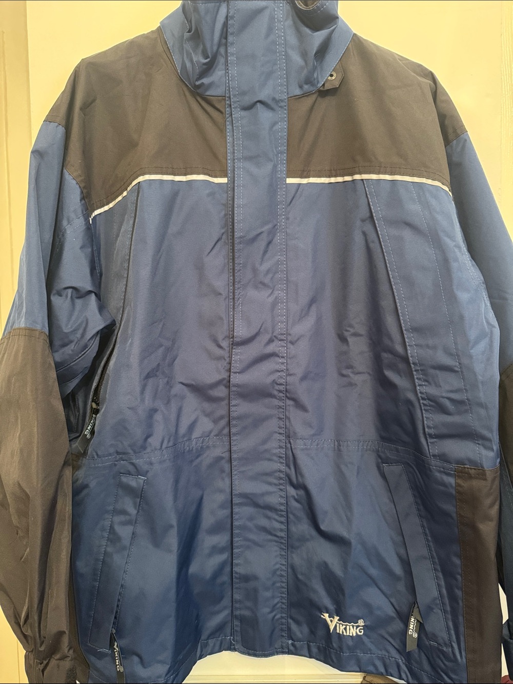 Viking Men's Blue and Black Waterproof Rain Jacket